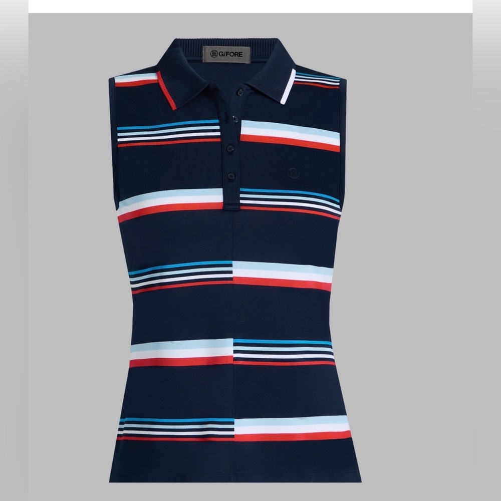 G/FORE TECH PIQUÉ ENGINEERED STRIPE PERFORMANCE POLO - medium
